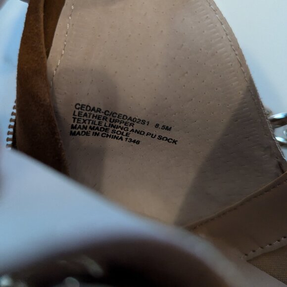 Steve Madden Tan Suede Leather Cedar Chain Block Heel Ankle Boot Cowboy Bootie 8 - Picture 8 of 8